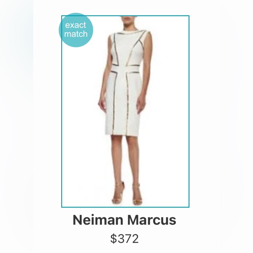 NWT Joseph Ribkoff White and Gold Sequin Dress - Picture 2 of 10